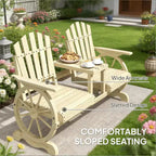GDFStudio Sydel Wagon Wheel Patio Bench with Center Table and Storage Compartment