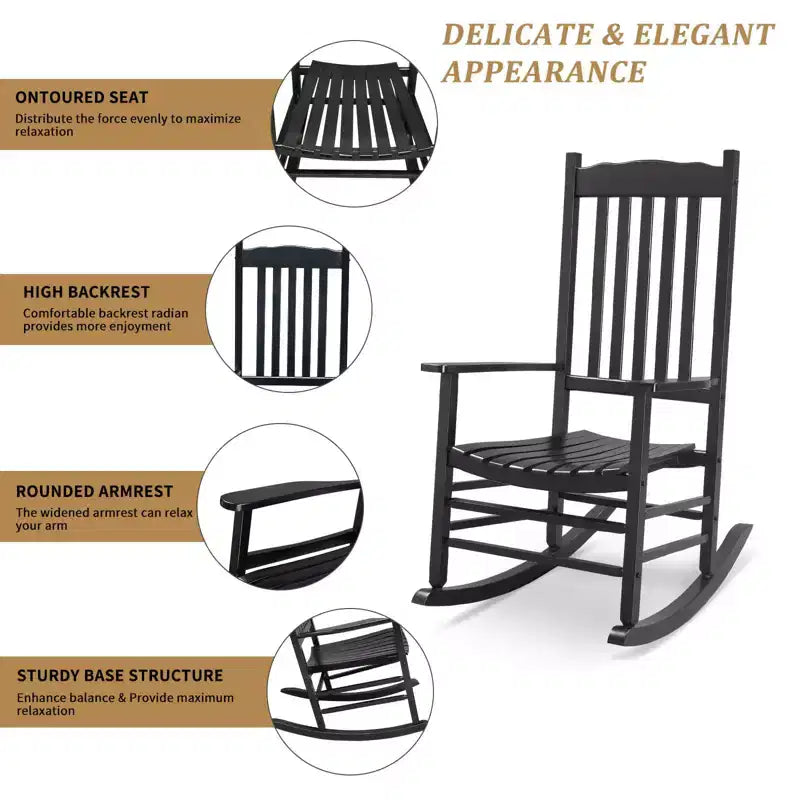 Karl Home | 24-Inch Solid Wood Patio Rocking Chair