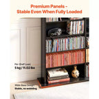 VEVOR Media Storage Cabinet, 8-Tier DVD Shelf Organizer, 55.91 x 8.66 x 51.18 in Multimedia Storage Organizer for CDs, DVDs, Books & Games, Black