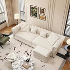 Whisen Velvet 3-in-1 King Size Pull-Out Sofa Bed & Convertible Sleeper Sofa with Movable Ottoman, Tufted Design