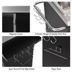 55.5 Outdoor Kitchen Island with Sink, Stainless Steel Prep Table with Spice Rack & Lockable Wheels, BBQ Grill Cart Station, Black - ModernLuxe