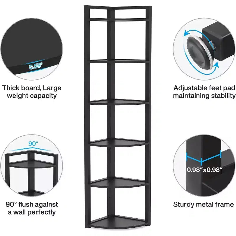 Tribesigns 6-Tier Corner Bookshelf, 70.86 Tall Book Shelving Unit Storage Rack