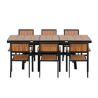 7-Piece Outdoor Extendable Dining Set with Extendable Table and 6 Armrest Chair