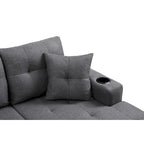 Sectional Sofa Living Room with L Shape Chaise Lounge and cup holder