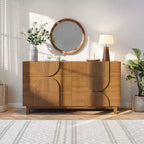 6-Drawer Modern Geometric Dresser, Half-Circle Accent Wide Storage Chest for Bedroom & Living Room
