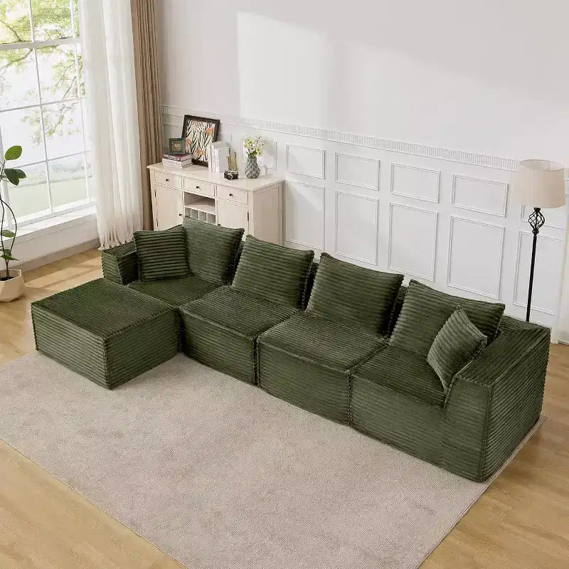 107/ 137 Modular Sectional Cloud Couch,Deep Seat Boneless Couch,Convertible Comfy Floor Sofas with Ottomans and Memory Foam