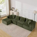 107/ 137 Modular Sectional Cloud Couch,Deep Seat Boneless Couch,Convertible Comfy Floor Sofas with Ottomans and Memory Foam