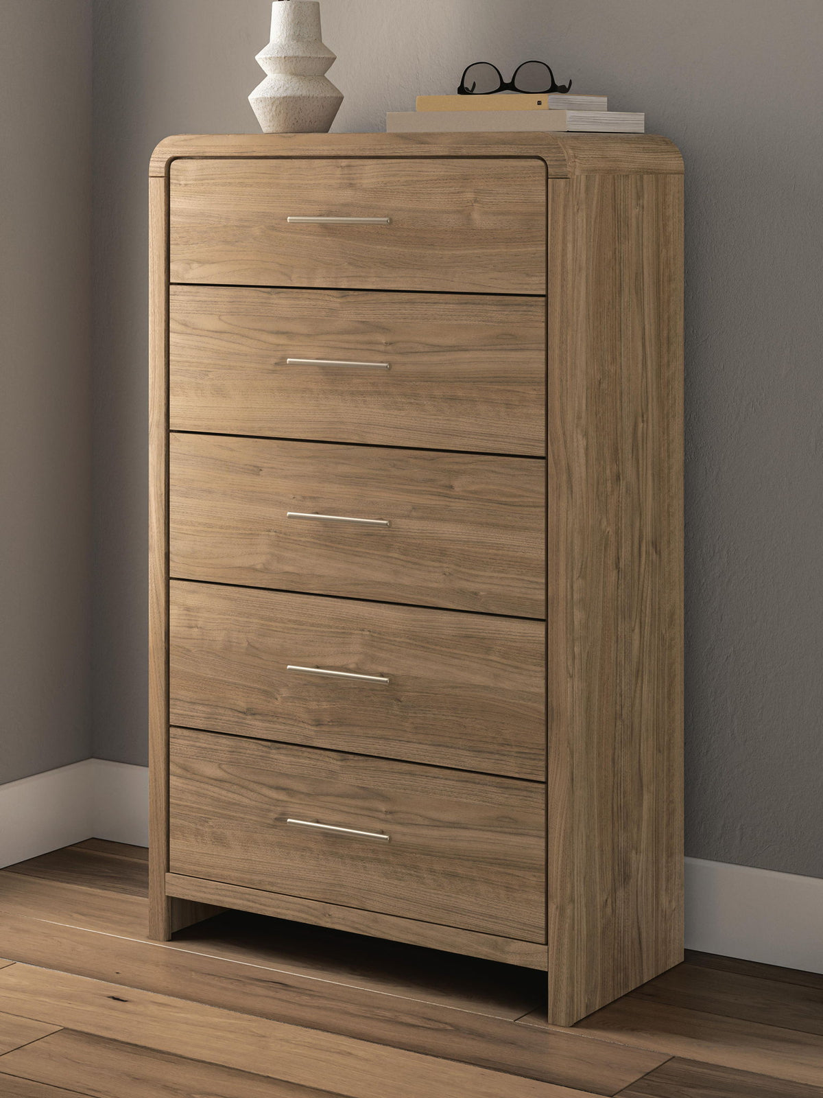 Brown Five Drawer Chest