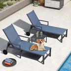 PURPLE LEAF Patio Chaise Lounge Set for 2 Outdoor Chaise Lounger Chair with Aluminum Frame