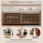 43.30 Solid Wood Storage Bench with Contemporary Distressed Blinds