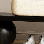 Modern Wooden Beige Upholstered Short Bench