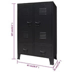 vidaXL Wardrobe Black Sheet Metal Medium Adjustable Shelves