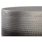 Kacy 36 inch Wide Contemporary Metal Coffee Table in Silver Ombre, Assembled