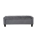 Velvet Button Tufted Flip Top Storage Bench