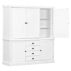 Whisen 73 Freestanding Wooden Kitchen Pantry Cabinet with Drawers and Adjustable Shelves for Storage and Organization in Dining Room or Kitchen