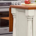 Homestyles Monarch 3-Piece Off-White Wood Kitchen Island Set with Drop Leaf Wood Top - 48 x 25 x 36