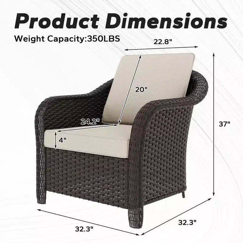 UPTIOT 2-person Outdoor Rattan Armchairs With Cushions