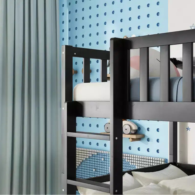 Triple Twin Bunk for Kids, Twin over Twin over Twin Detachable Bunk Bed with Ladder and Guardrail, Separate into 3 Beds