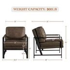 Yaheetech Set of 2 Retro Upholstered Lounge Arm Chairs with Metal Arms, Removable Seat & Back Cushion
