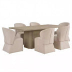 Yutthana Modern 7 Piece Wooden and Metal Dining Set with Upholstered Chairs