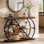 Lantine 41.3 Console Table, 5-Tier Industrial Entryway Table with Storage Shelves and Arched Metal Frame, Wood Hallway Table for Foyer
