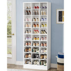 30 Pairs Tall Shoe Cabinet, 10 Tiers White Wooden Shoe Storage Rack for Closet, Entryway - 10-tier