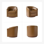 Haley Modern Swivel Barrel Faux Leather Chair with Solid Wood Base Set of 2 by HULALA HOME
