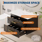 Modern Floating Bathroom Vanity Set with Basin - Wall-Mounted Cabinet with Soft-Close Storage Drawer and Gold Handle, 24 or 30 Size