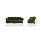 La Rosa 84 Mid-Century Modern Velvet Upholstered Chesterfield Tufted Sofa