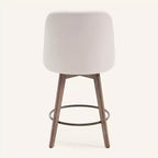 Bekrvio 26 Counter Height Swivel Bar Stools Set of 4 Backs and Wood Legs,Linen Fabric/PU Leather Upholstered Barstools for Kitchen Island