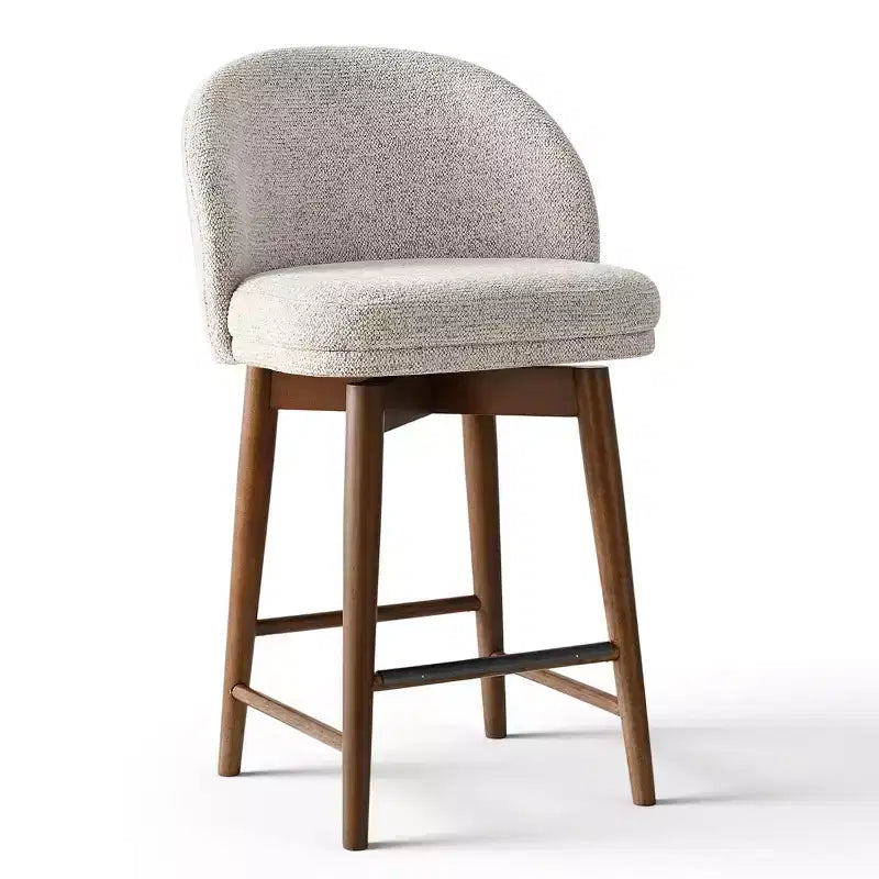 Set of 2 Modern Swivel Counter Stools with Upholstered Seat, 360 Rotating Kitchen Island or Home Bar Chairs with Solid Wood Legs-Panipeachy