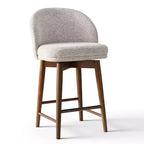Set of 2 Modern Swivel Counter Stools with Upholstered Seat, 360 Rotating Kitchen Island or Home Bar Chairs with Solid Wood Legs-Panipeachy