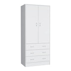 19 Modern Double-door Armoire with 3 Drawers and 1 Hanging Rod for Bedroom