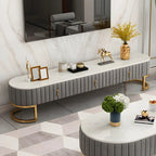 79 Glam Grey Marble Storage TV Stand with Legs
