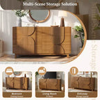 6-Drawer Modern Geometric Dresser, Half-Circle Accent Wide Storage Chest for Bedroom & Living Room