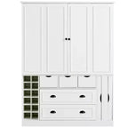 Whisen 71 Tall Freestanding Kitchen Pantry, Large Dining Storage Cabinet Cupboard Sideboards With 4 Foldable Doors, Shelves, Wine Racks