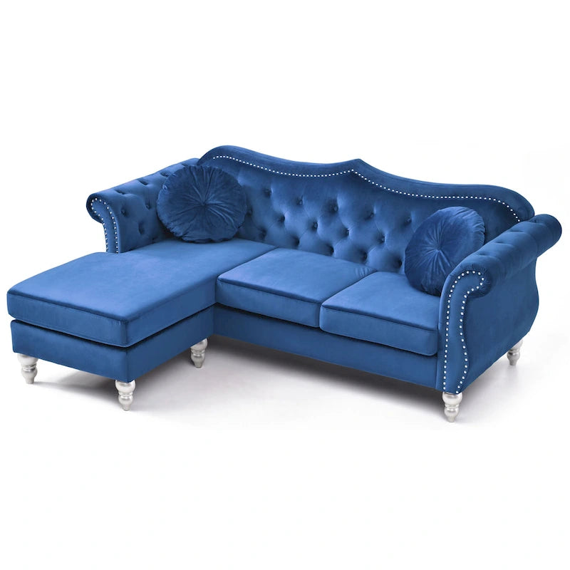Hollywood Velvet Sofa with Reversible Chaise