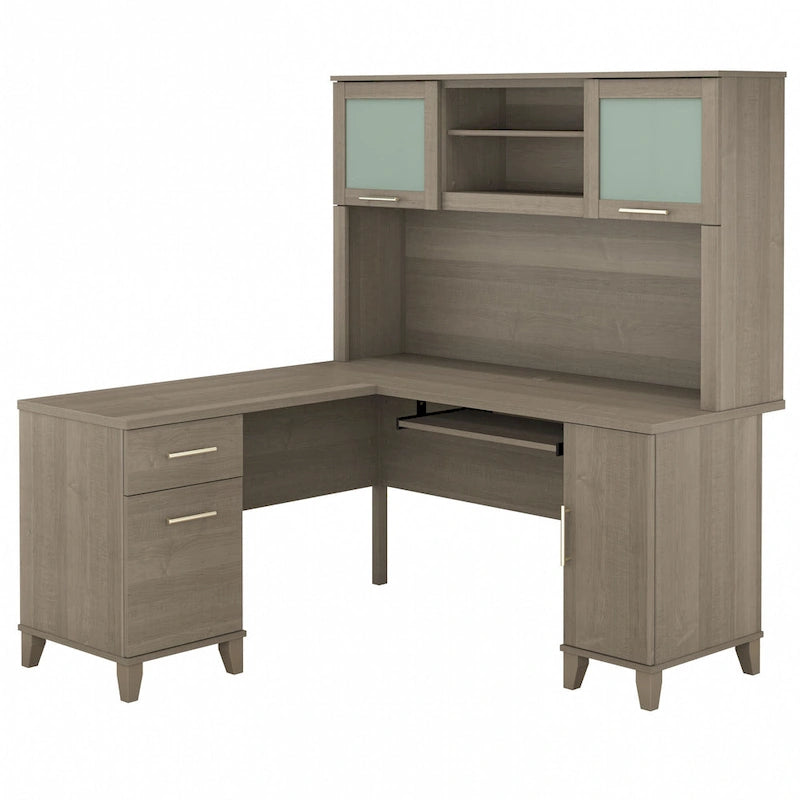 Bush Furniture Somerset 60W L Shaped Desk with Storage Hutch
