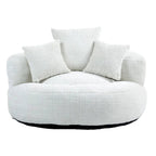 Oversized Round Accent Chair with High Wraparound Back, Chenille Upholstery & 3 Cushions