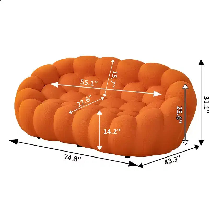 Modern Loveseat Bubble 2 Seater Upholstered Sofa Couch 3D Textile Mesh Fabric for Living Room