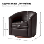Haley Modern Swivel Barrel Faux Leather Chair with Solid Wood Base Set of 2 by HULALA HOME