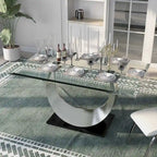 Heer Modern Black Steel U-shaped Pedestal 7-Piece Dining Set by Furniture of America
