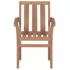 vidaXL Set of 8 Teak Wood Stackable Patio Chairs with Gray Cushions - Durable Garden/Outdoor Seating