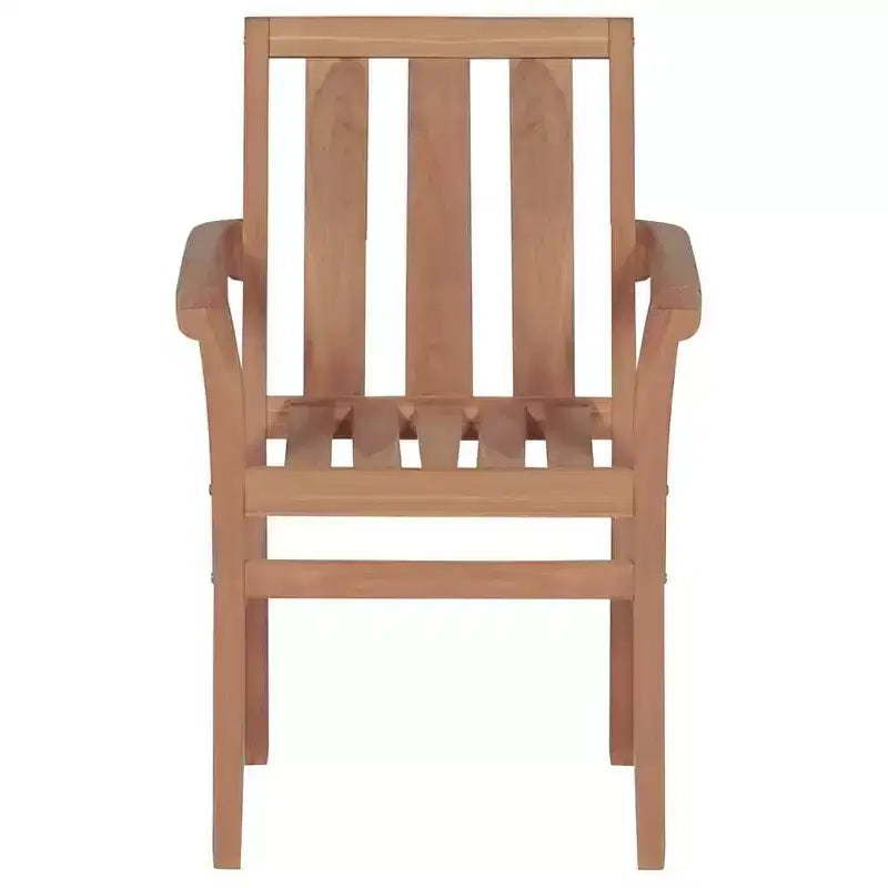 vidaXL Set of 8 Teak Wood Stackable Patio Chairs with Gray Cushions - Durable Garden/Outdoor Seating