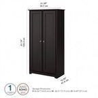 Cabot Espresso Oak Tall Storage Cabinet with Doors - 31.38L x 16.30W x 61.14H