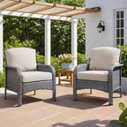 HOMLUX Set of 2 Patio Wicker Chairs Set Outdoor All Weather High Back Rattan Chairs
