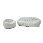 2PCS 3D Honeycomb Fabric Upholstered Bubble Sofa, 3 Seater Bubble Couch and Single Sofa for Living Room