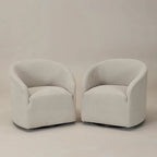 KINWELL 32 W Boucle Upholstered Swivel Barrel Armchair (Set of 2)