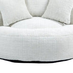 Oversized Round Accent Chair with High Wraparound Back, Chenille Upholstery & 3 Cushions