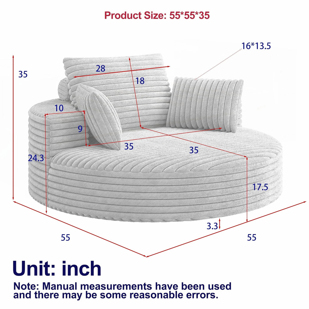 Corduroy Chenille Foam Single Swivel Chair